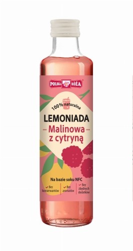 Butelka-naturalnej-lemoniady--malinowej-z-cytryna.-Etykieta-w-odcieniach-rozu-informuje,-ze-napoj-jest-w-100-naturalny,-bez-konserwantow,-aromatow-i-zbednych-dodatkow,-na-bazie-soku-NFC..jpg