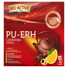 PROMOCJA Herbata czerwona BIG-ACTIVE Pu-Erh o smaku cytrynowym, 40 torebek